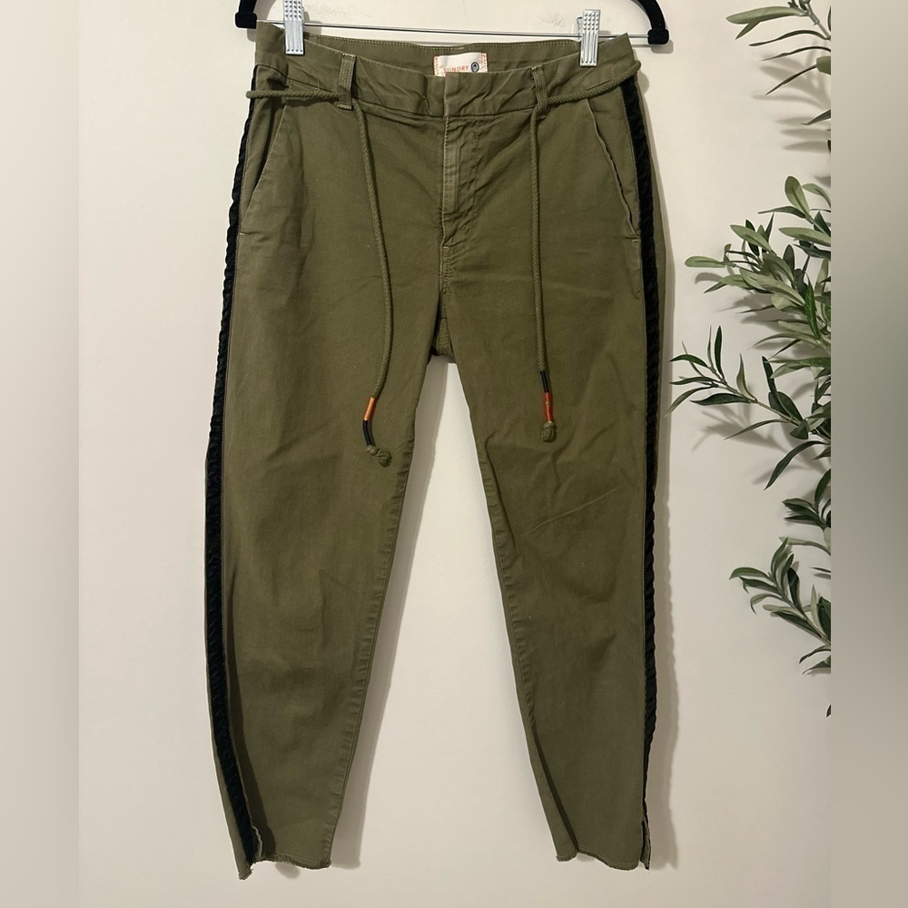 SUNDRY Le‎ Soleil Pant Green Stripped Sides Sz 26